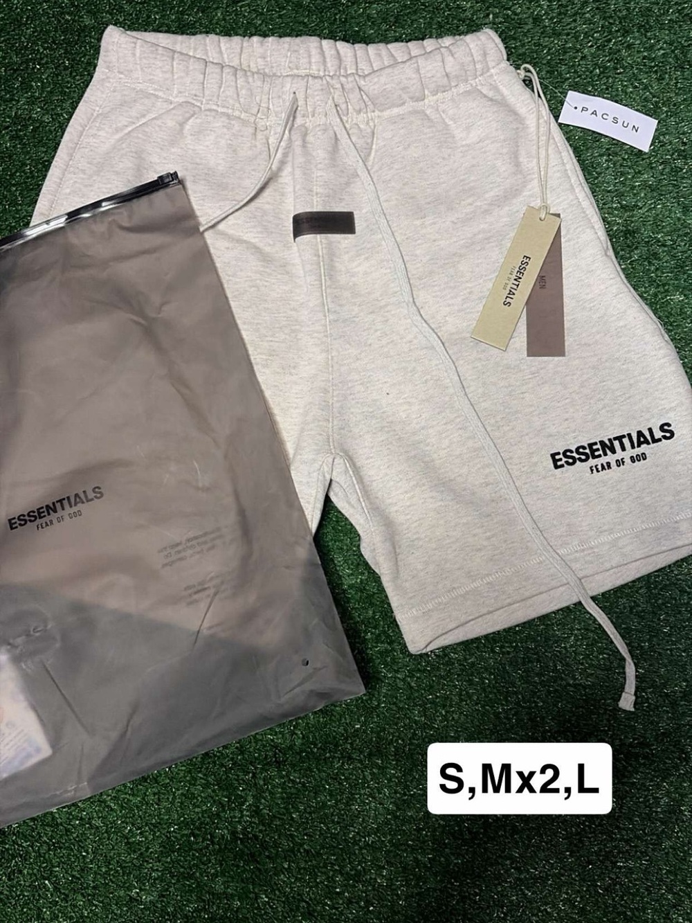 Essentials Oatmeal Heather Logo Drawstring Shorts